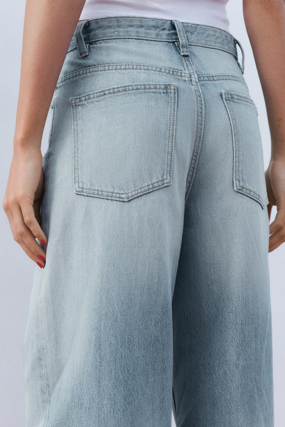 ZARA ДЖИНСЫ НА ЗАПÁХЕ С ШИРОКИМИ ШТАНИНАМИ И ВЫСОКОЙ ПОСАДКОЙ, ГОЛУБОЙ