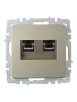 BRITE Розетка компьютерная двойная RJ45 кат.6 РК11-2-БрШ шампань IEK