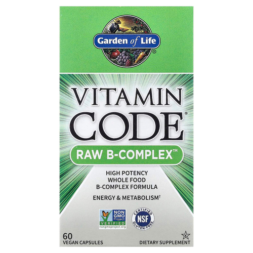Garden of Life, Vitamin Code, Raw B-Complex, комплекс витаминов группы В, 60 веганских капсул
