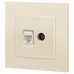 Розетка ЭРА Elegance 14-3110-02 RJ45+TV IP20 слоновая кость