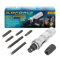 Отвертка ударная с набором бит и адаптером 8пр. ILOforce IF-5064D