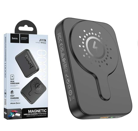 Портативный аккумулятор HOCO J117A 10000 mAh PD 20W с беспроводной зарядкой (черный)