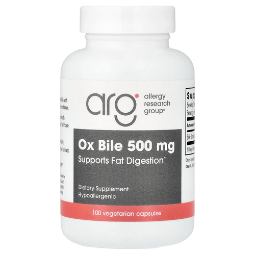 Allergy Research Group, быковая желчь, 500 мг, 100 вегетарианских капсул