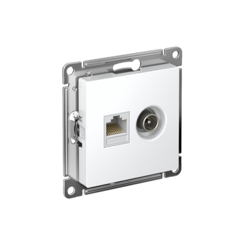 Розетка компьютерная + телевизионная 2-м СП AtlasDesign RJ45 кат.5E + TV механизм бел. SE ATN000189