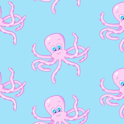 Милые осьминоги на голубом