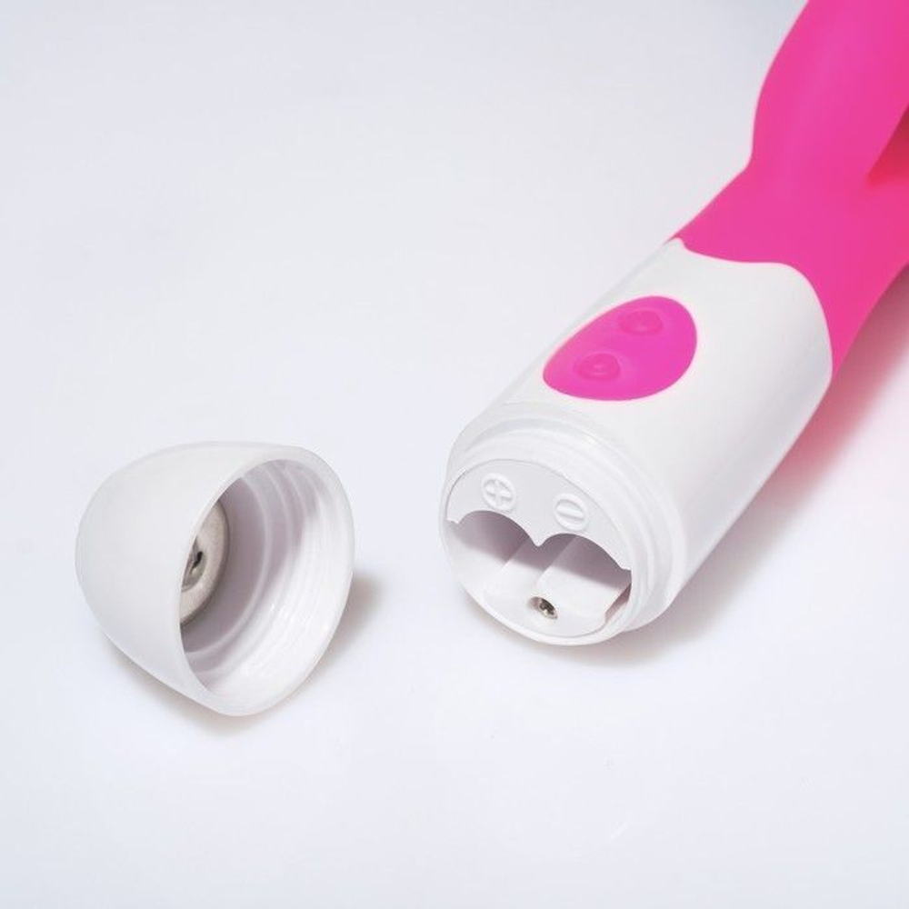 Розовый вибратор с клиторальным отростком Best Lover - 20 см. (Цвет: розовый)