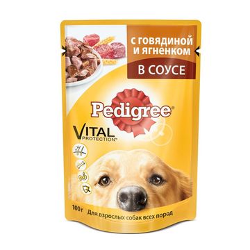 Pedigree пауч для взрослых собак с говядиной и ягненком в соусе 85 г