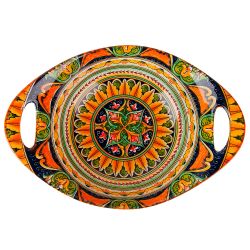 Салатник овальный с ручками "Arabesque" (оранжевый) 22х15,5см (min8) (транспортная упаковка)