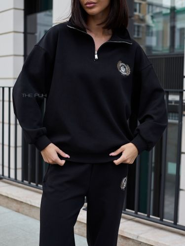 Черный спортивный костюм с вышивкой-лого