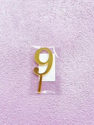 Топпер цифра «9» золото, акрил, 8 см