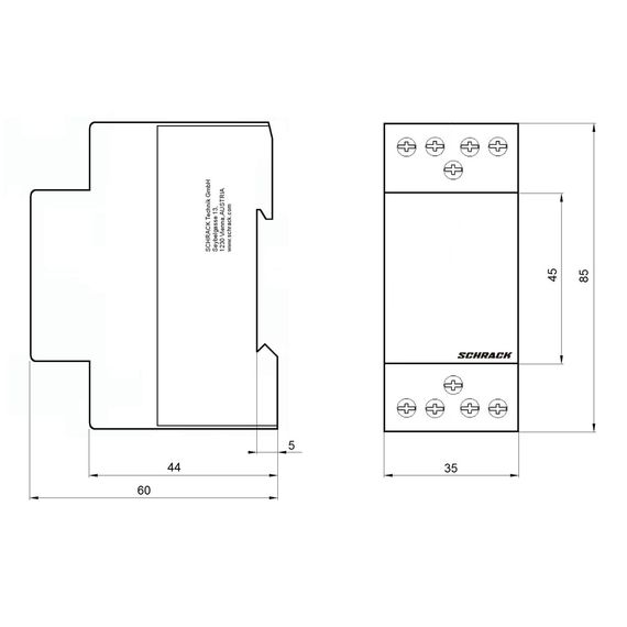 Контактор модульный 25A 3NO+1NC 230VAC Schrack Technik BZ326463ME