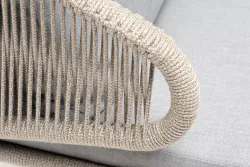 "Милан" кресло плетеное из роупа, каркас алюминий светло-серый (RAL7035) муар, роуп серый меланж круглый, ткань светло-серая