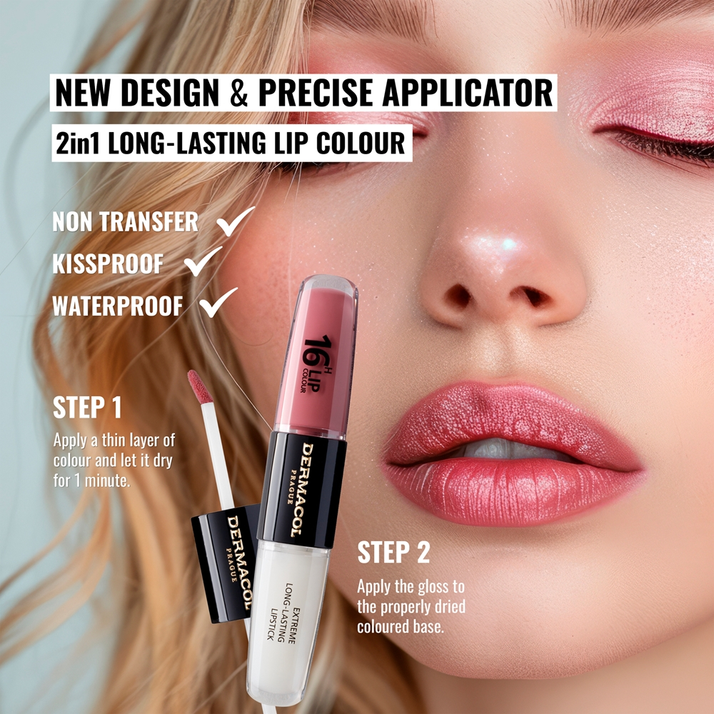 Dermacol 16H Lip Colour - Долговременная помада и блеск для губ оттенок 39, 2 ml
