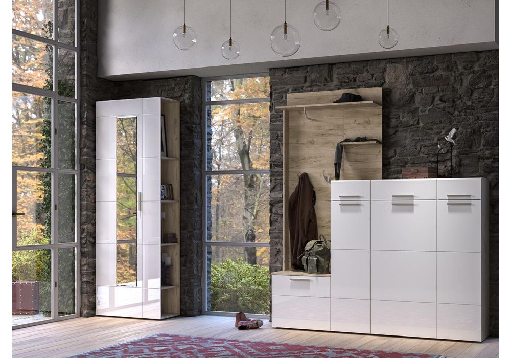 Комод Лайн 13.121 дуб серый craft K 002 PW / белый глянец пвх