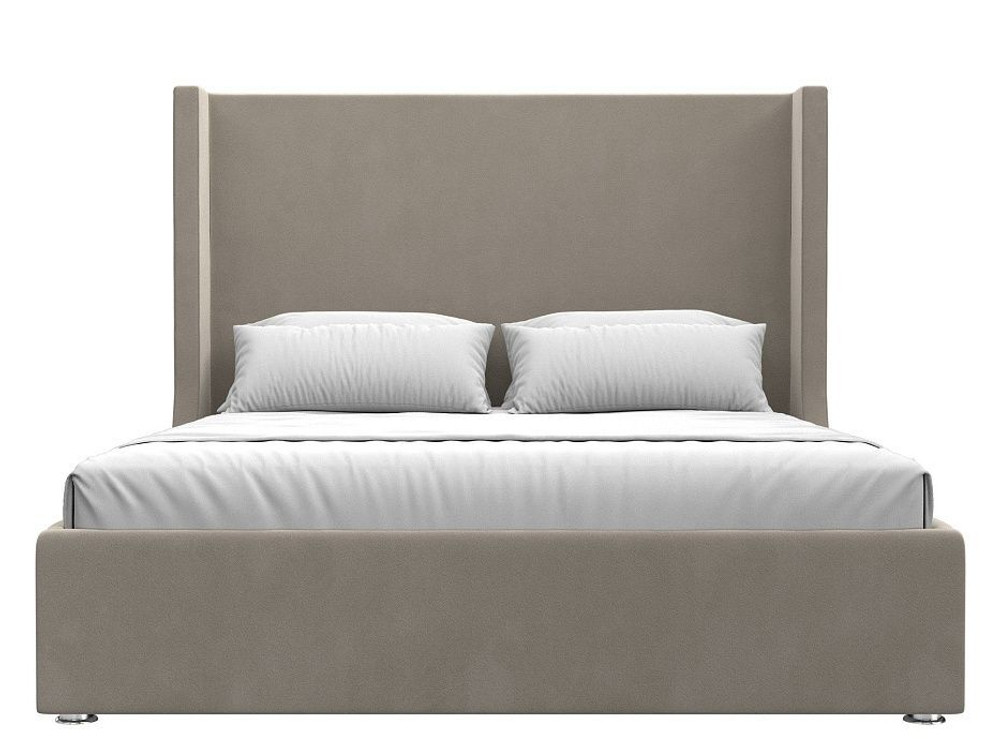 Кровать интерьерная Ларго 160, Бежевый, Микровельвет, 101324