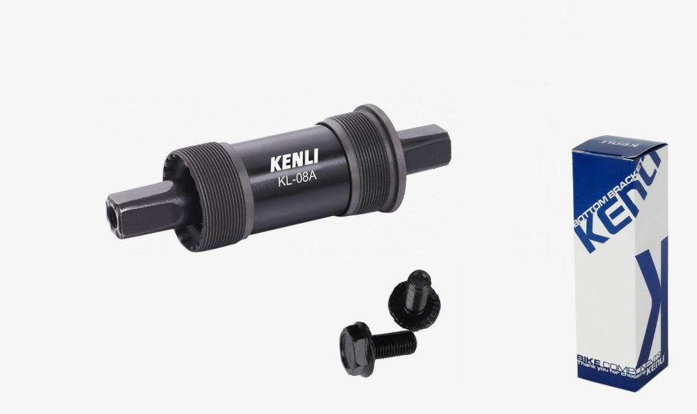 Каретка-картридж KENLI стальная, под стакан 68мм, квадратный вал, 127,5мм х1,37"х24, черная , индивидуальная упаковка