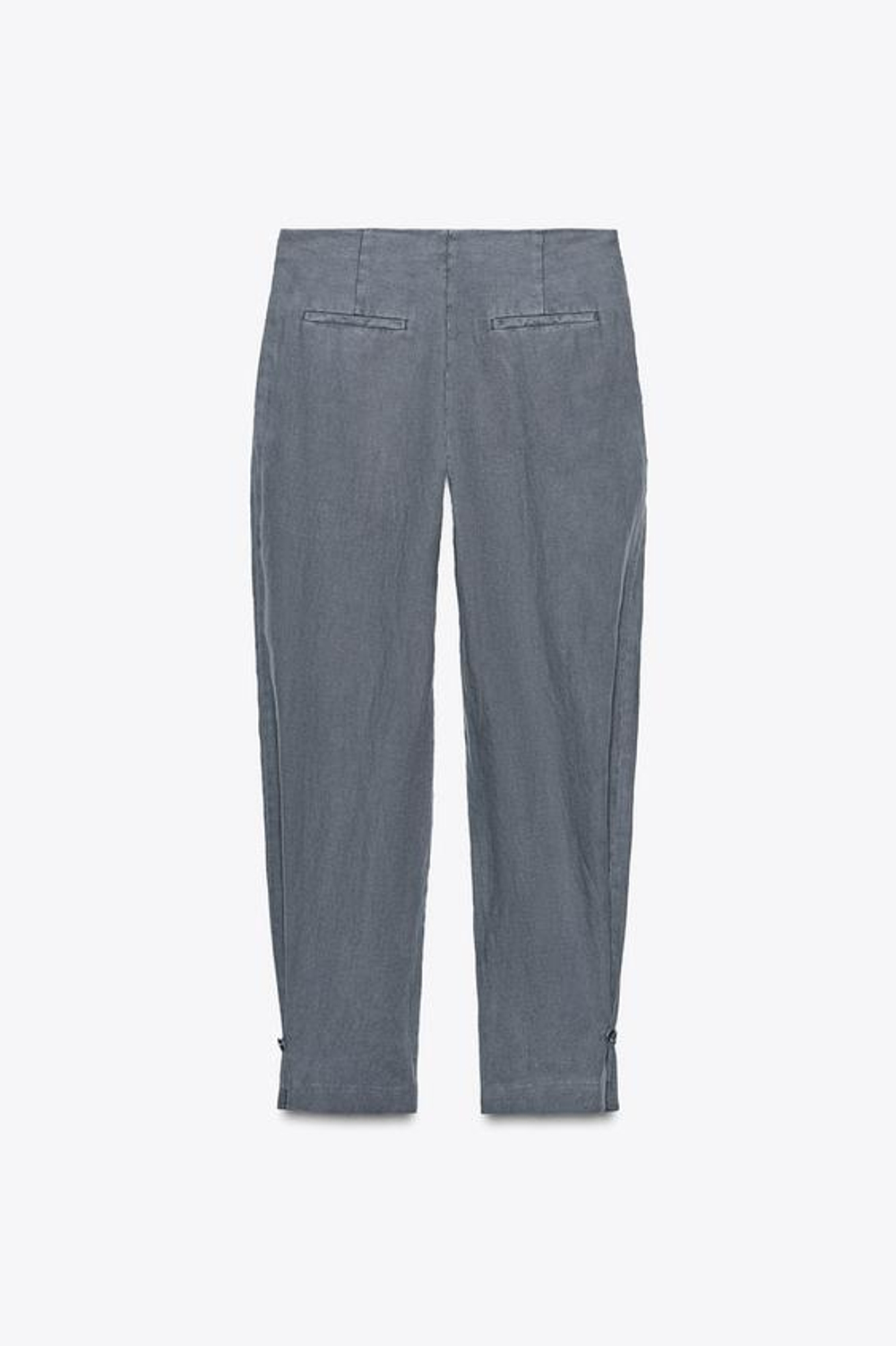 ZARA ЛЬНЯНЫЕ БРЮКИ С ЗАЩИПАМИ — ZW COLLECTION, МЯГКИЙ СЕРЫЙ