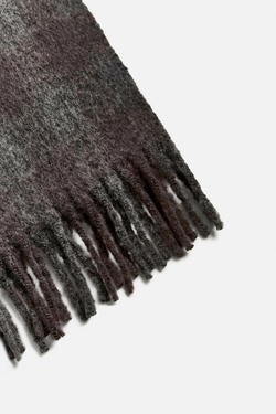 ZARA ШАРФ В КЛЕТКУ, ЧЕРНЫЙ