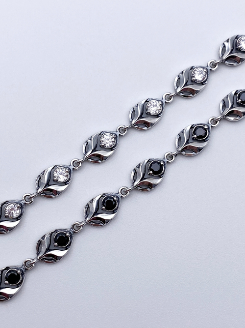 Браслет из серебра/Белый/С фианитом