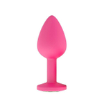 Маленькая розовая пробка с прозрачным кристаллом ONJOY Silicone Collection (Цвет: розовый с прозрачным)