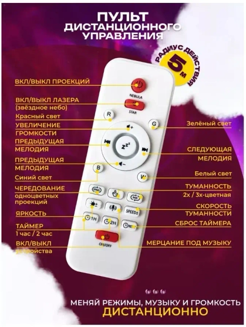 Ночник проектор Яйцо динозавра фиолетовый / Ночник проектор звездного неба / Яйцо дракона