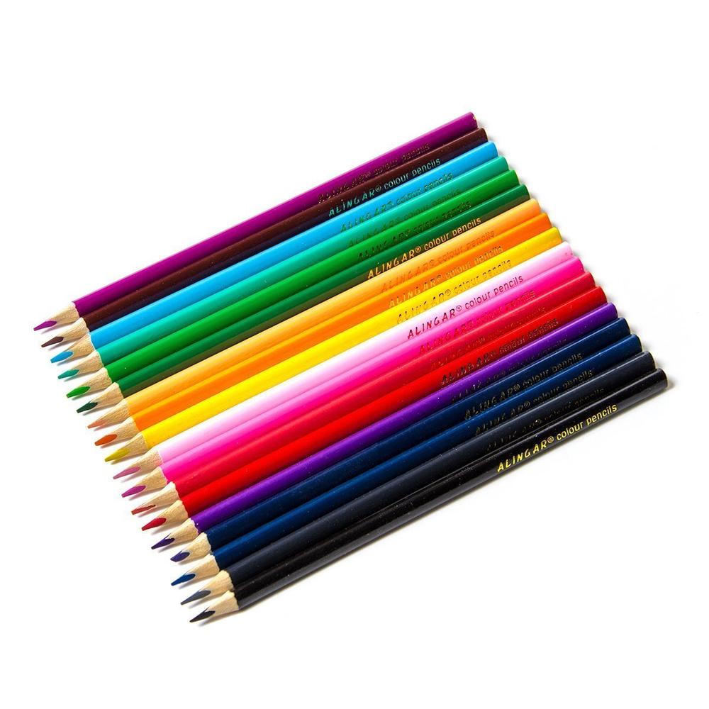 Карандаши цветные Alingar 18 цв., "Фантазия" деревянные, трехгранные, заточенные, грифель 3.0 мм, картон. уп., европод.