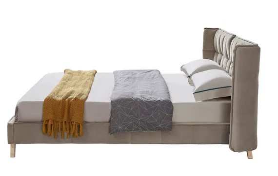 Кровать с мягким изголовьем Husk бежевая | Купить в Hallberg.ru