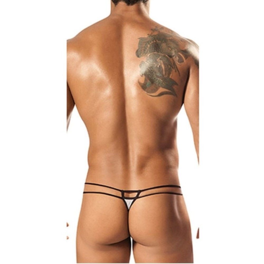 Мужские трусы стринги черные с белой вставкой Romeo Rossi RR1040-2 Мужские трусы стринги черные с белой вставкой Romeo Rossi RR1040-2