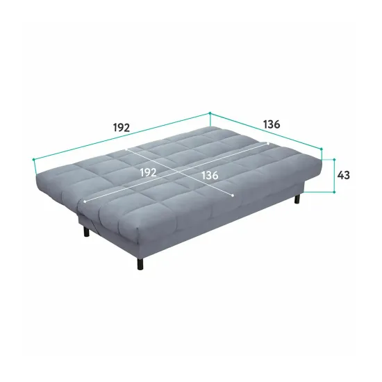 ЮТА Диван прямой зеленый, с черными ножками