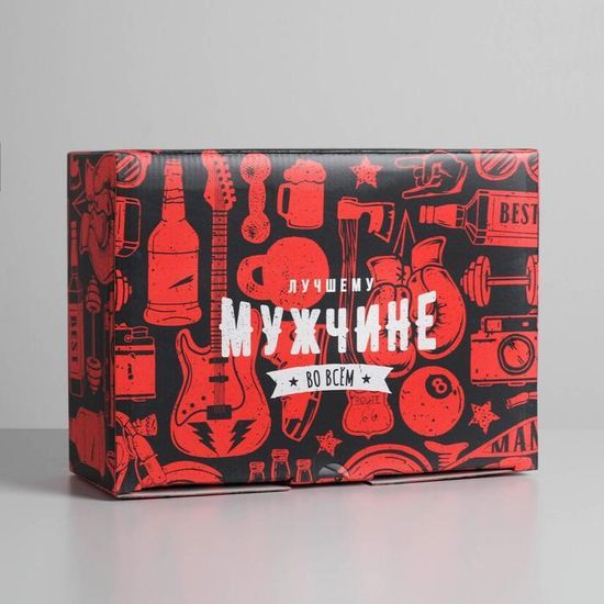 Коробка‒пенал «Лучшему мужчине», 26 × 19 × 10 см 4562391
