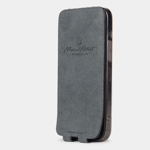 Чехол для iPhone 15 Pro из кожи страуса, черного цвета