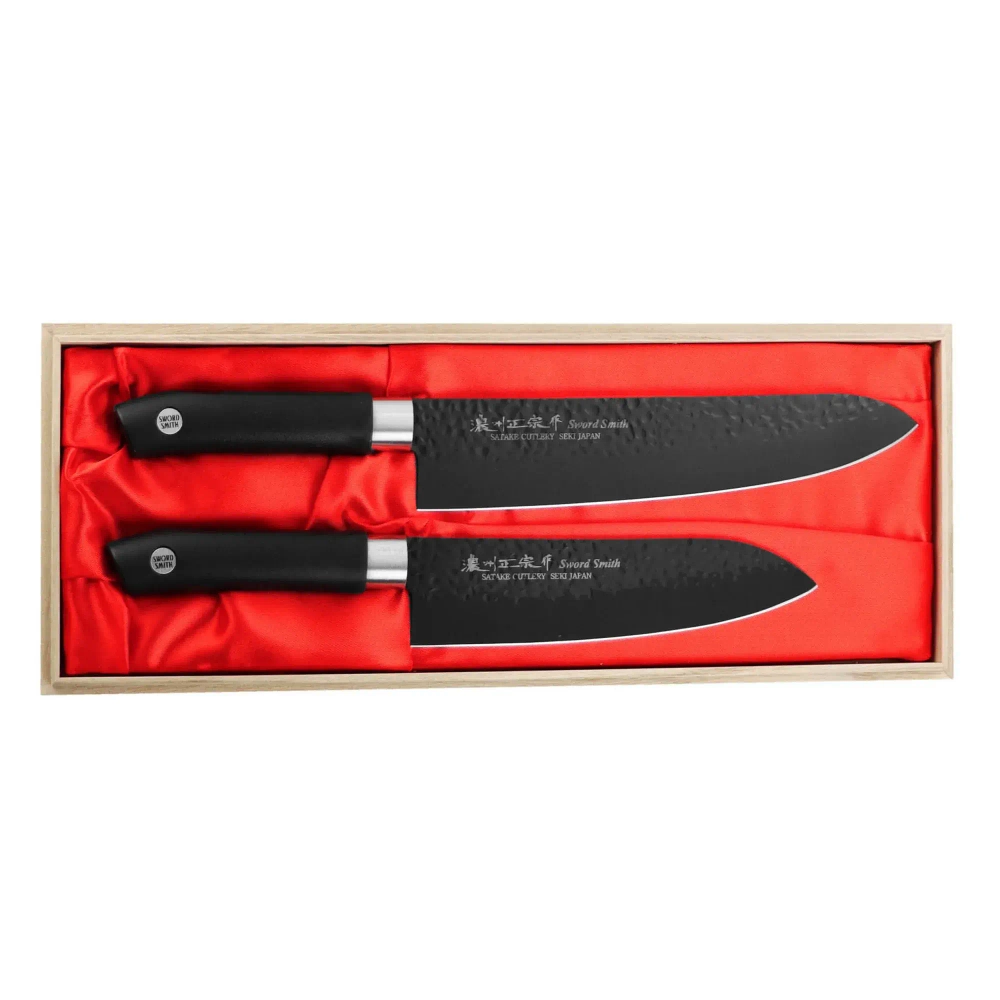 Satake Набор из 2 поварских ножей Sword Smith Black + Santoku