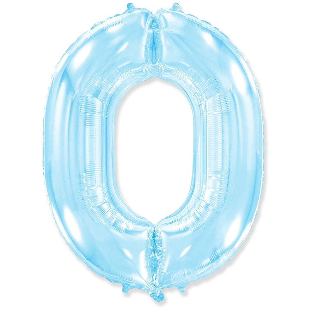Шар фольгированный Цифра 0 101 см (Голубой)