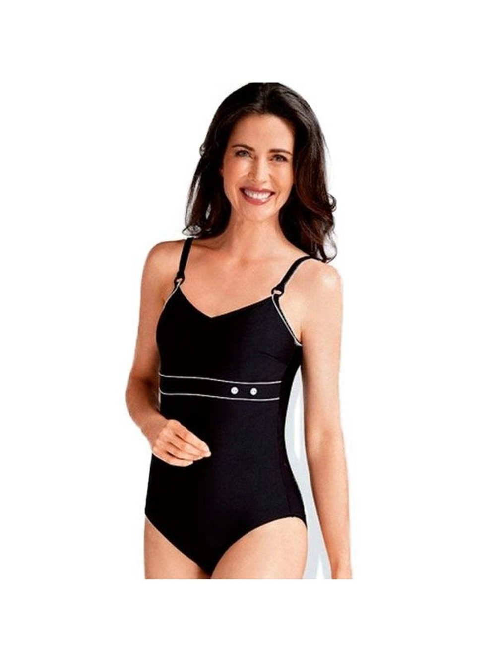 Купальник ортопедический со встроенным лифом черный, слитный Amoena 44-46 RU