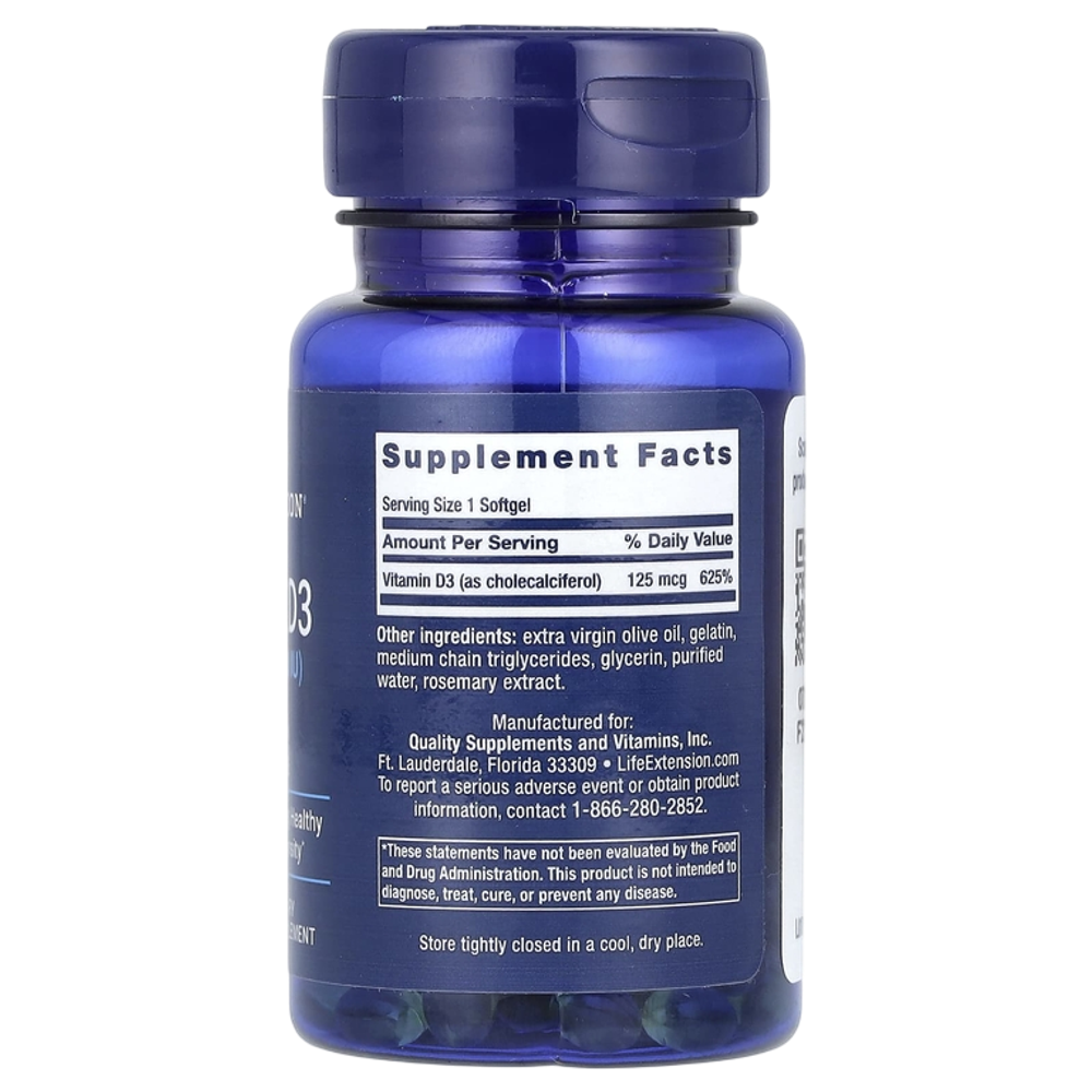 Life Extension Vitamin D3 5000 IU (125mcg) 60 Softgels , Витамин Д3