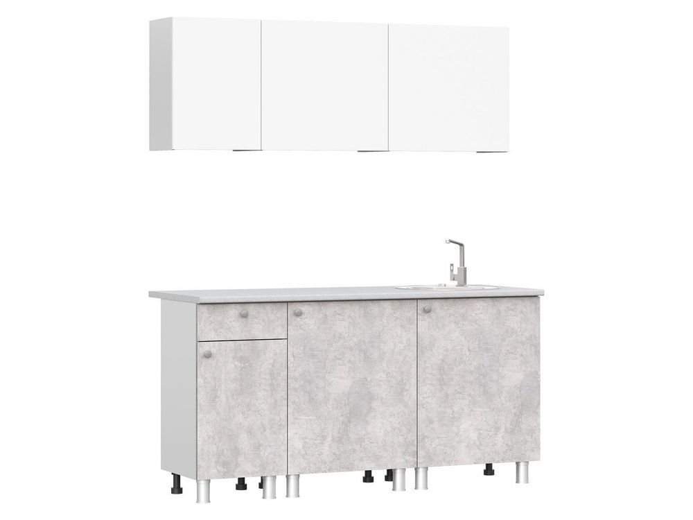 Кухонный гарнитур 180 модульный Белый/Цемент/Антарес,180х200 см ТИП-1 SV-Мебель