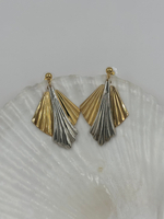 Серьги биколор с подвесками