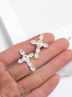 Подвеска крест с фианитами, 26*17мм