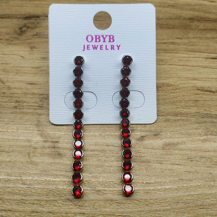 Серьги-гвоздики Crystals Кристалл круг 13 звеньев цвет красный металл серебристый