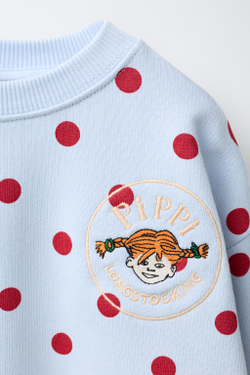 ZARA ТОЛСТОВКА В ГОРОШЕК PIPPI CALZASLARGAS © ASTRID LINDGREN COMPANY, СИНИЙ