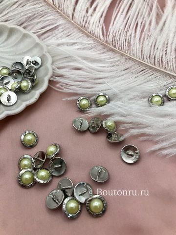 Пуговицы Шан. Жемчуг серебро лимонные