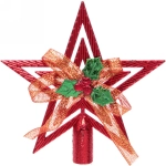 Звезда на ёлку «Классика» с бантом 9,5 см, Красный