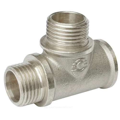 Тройник латунь никель переходной Ду 15 (1/2") ВР/НР/НР VALFEX VF.133.N.012.012.012