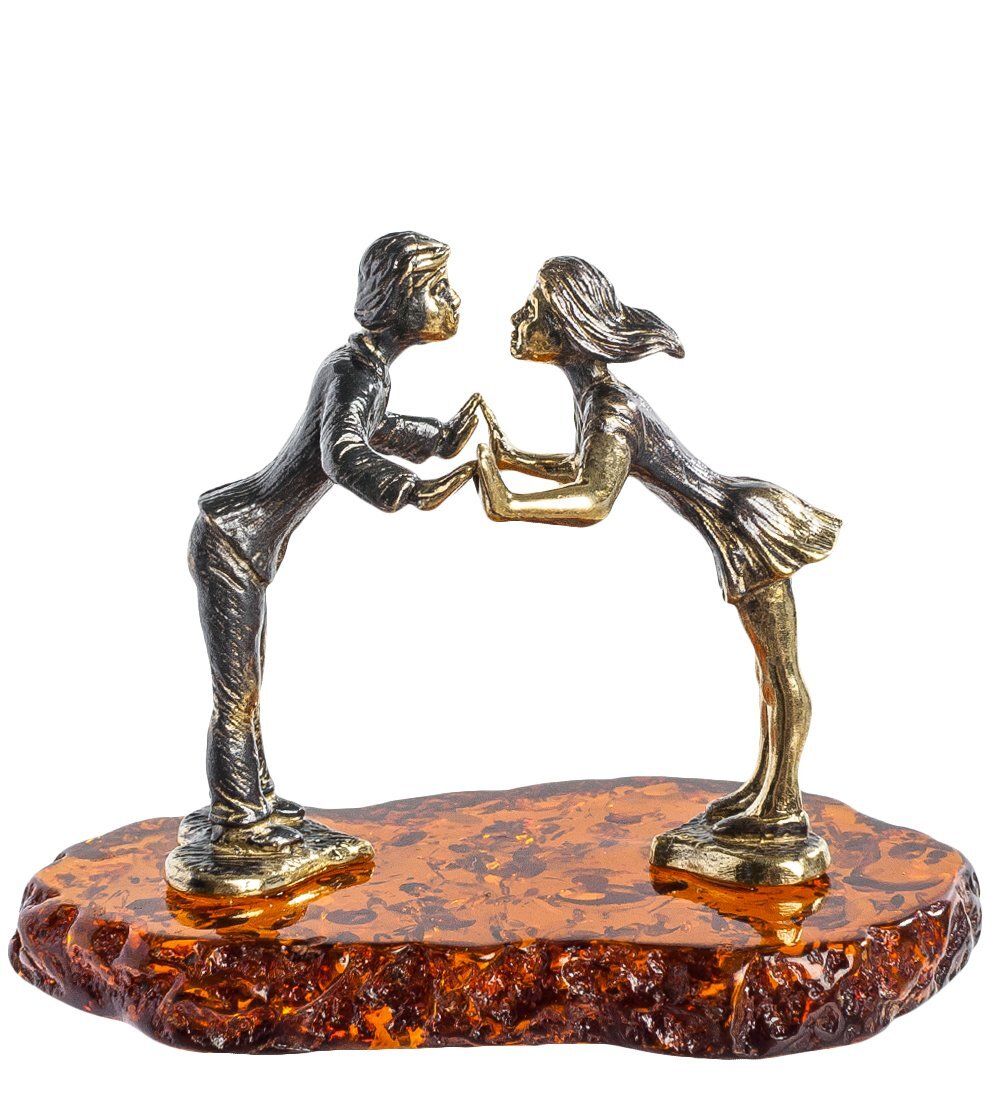Народные промыслы AM-1154 Фигурка «Поцелуй» (латунь, янтарь)