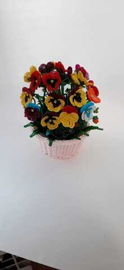 Анютины глазки из бисера 23 см