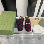 Женские лоферы Gucci GG Wool меховые с красным узором