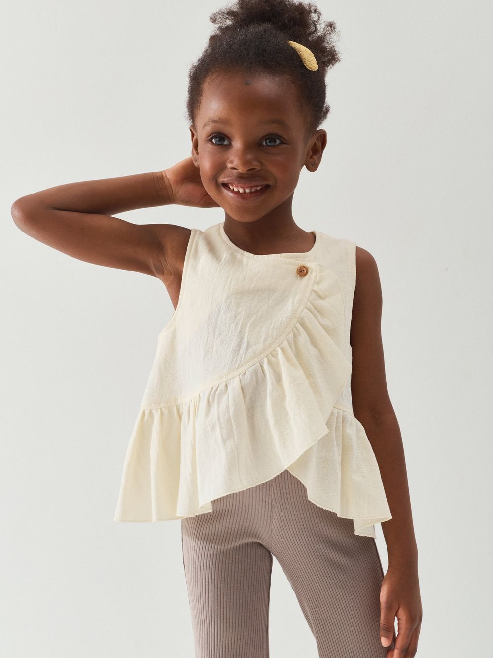Топ хлопковый с рюшей "Светлый беж"