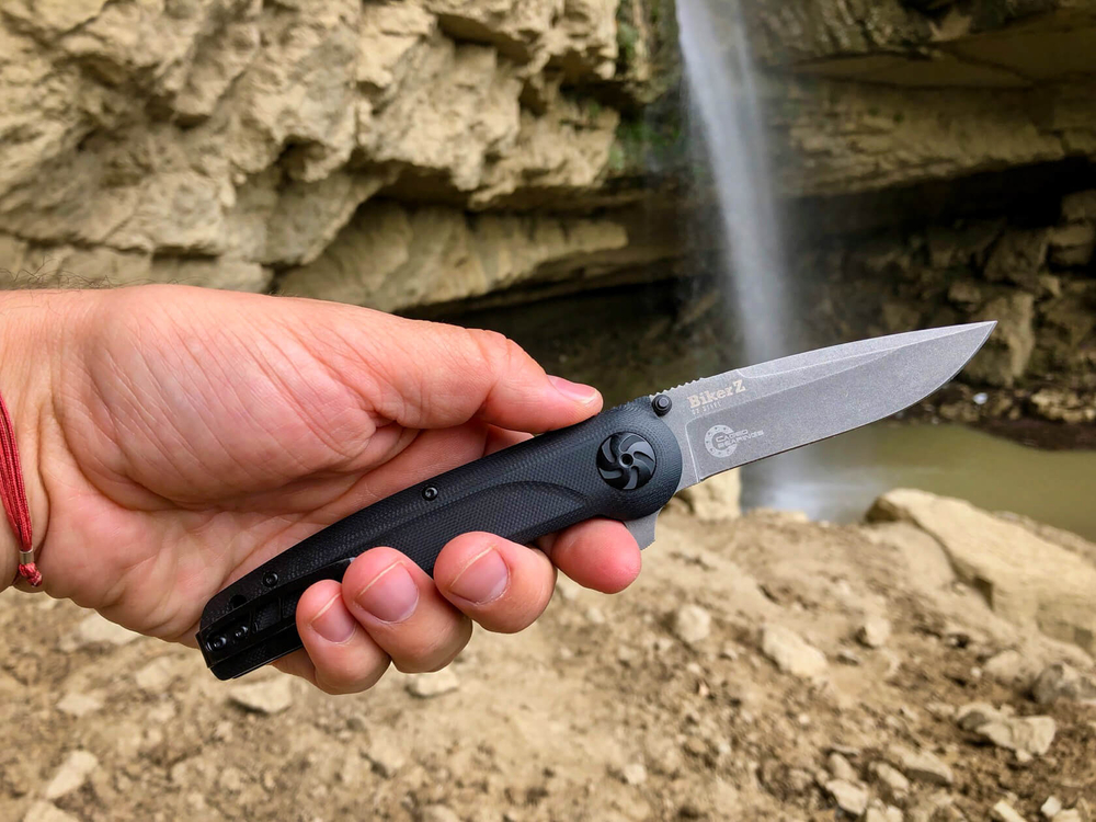 Складной нож Biker Z M390 Black G10 StoneWash