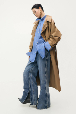 H&M - Glenn Martens Широкие джинсы с разрезами по бокам, синий