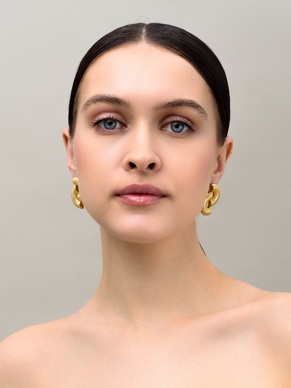 Серьги "Half ribbing" Gold